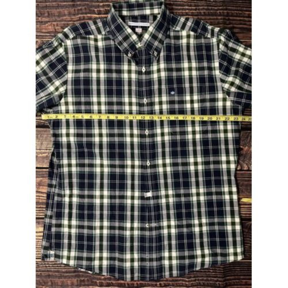 Southern Tide Mens Shirt Blue Green Plaid Large Cotton Blend Tailored Fit - Picture 3 of 5